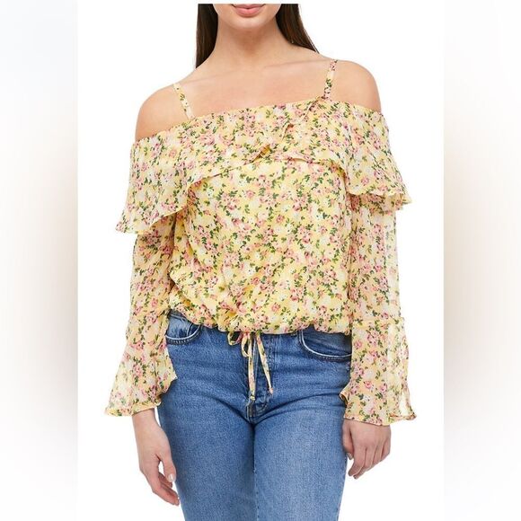 Juniors' Conversational Short Sleeve Ruffle Top - Picture 1 of 3